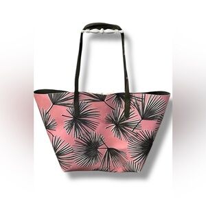 Pink & Green Palm Leaf Beach Tote